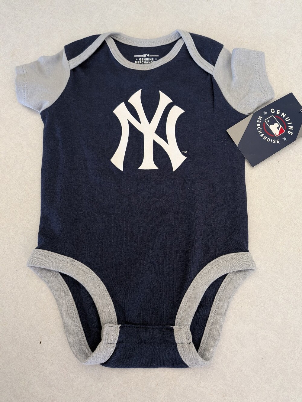 Genuine Merchandise New York Yankees Navy and Gray Baby Bodysuit Size 3-6 Months